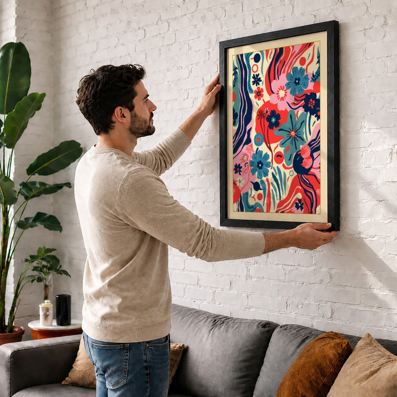 Ribbons Botanical - Framed Print, Oak, A3 - 42.0 x 29.7 cm
