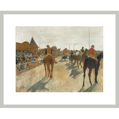 Chevaux de course avant les gradins ca. 1866-68 par Edgar Degas, impression giclée encadrée