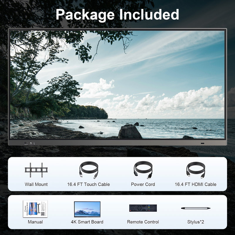 JYXCN Smart Board 4K, système de conférence vidéo interactif tactile IR + multi-casting pour salles de spectacle, salle de classe et bureau