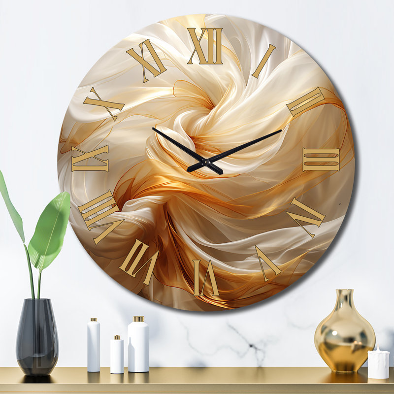 Horloge murale liquide Satisfaction Smooth Tender Orange Waves, Grand