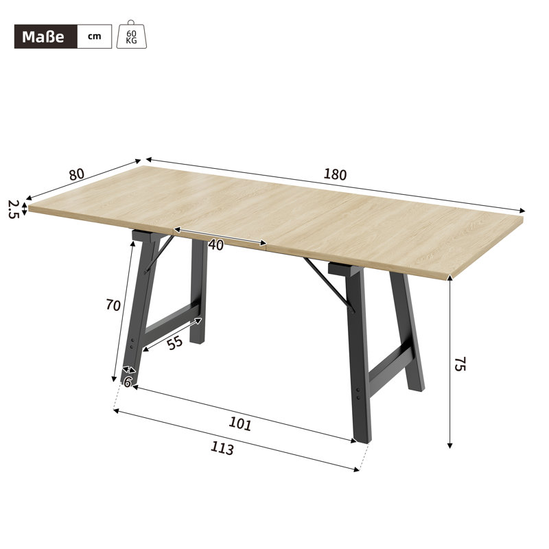 Andrek Extendable Metal Base Dining Table