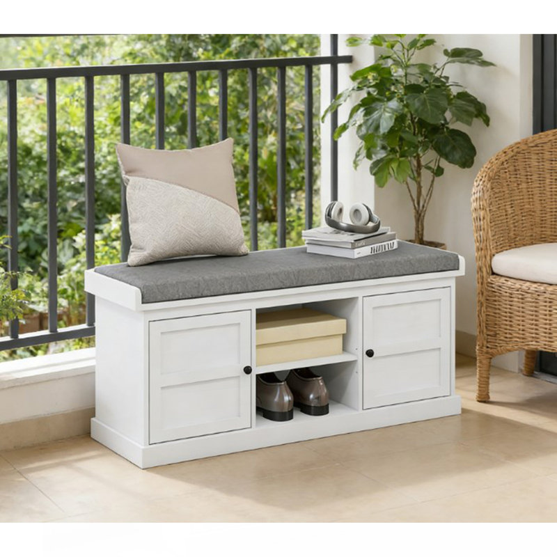 Banc d'entrée, banc de rangement pour chaussures avec siège rembourré