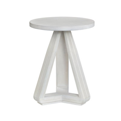 Round White Solid Wood Accent_End Table