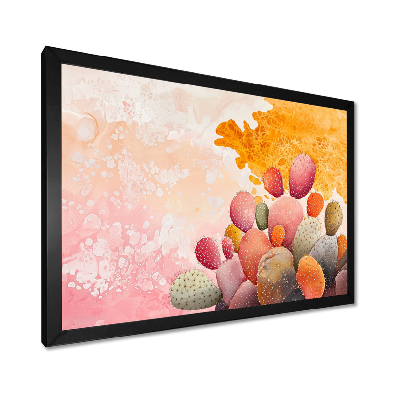 Velours Pulse Of Cactus II - Art mural floral cactus, 12" H x 20" W, Reproduction encadrée d'une seule photo sans pass, Noir