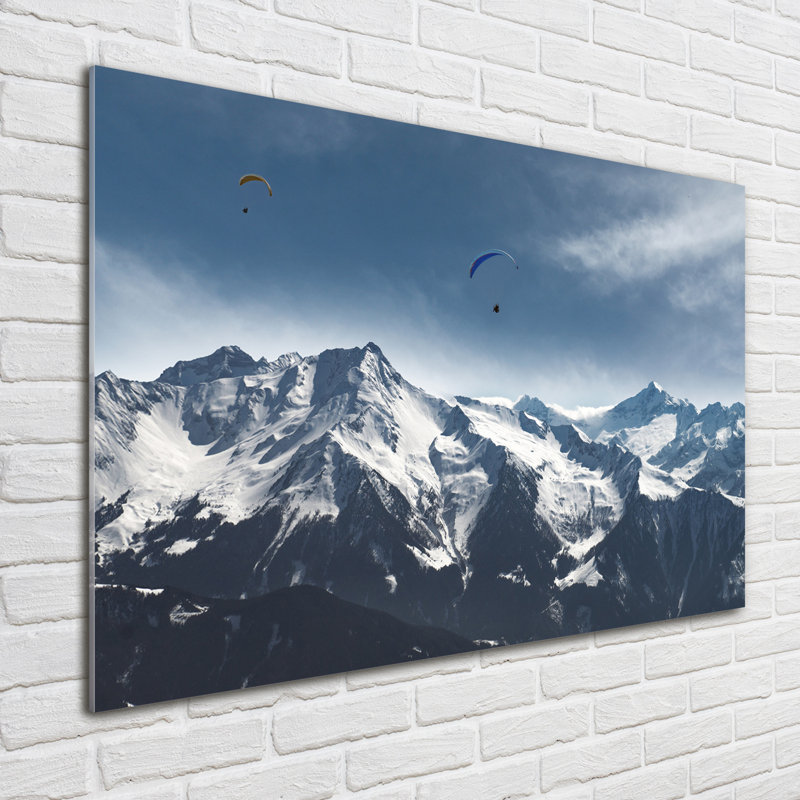 Paragliding Alps - No Frame Print on Glass