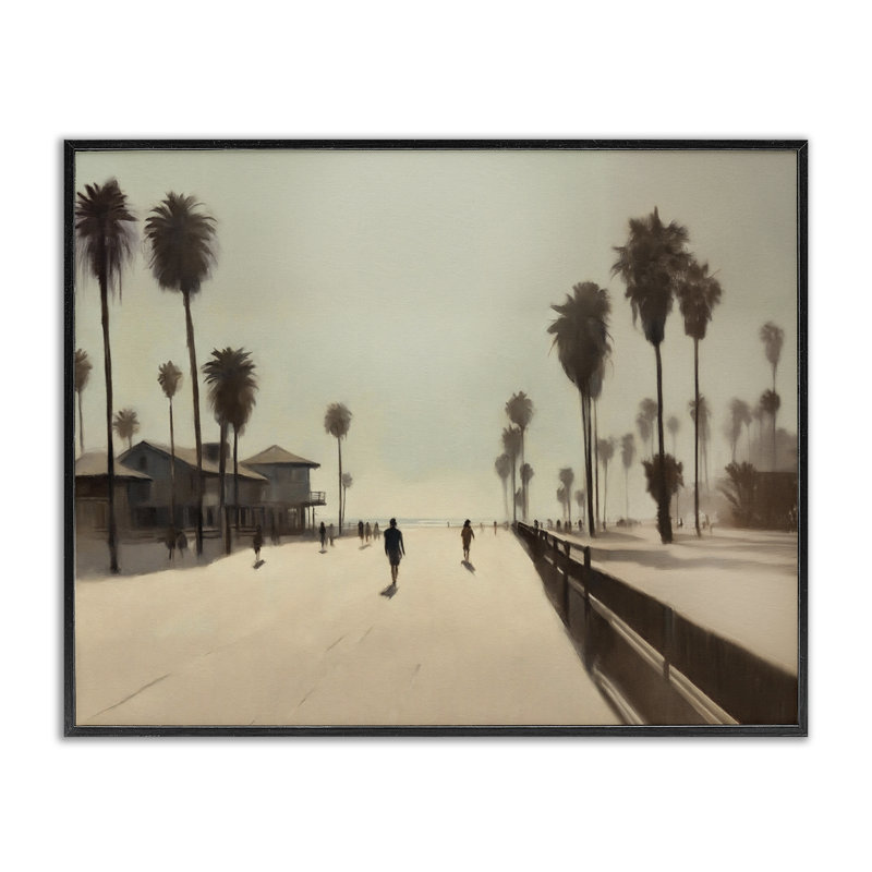  Dessin de giclée sur la plage à midi par Noah Bay, Giclée encadrée noir minuit, H 11 po x l 14 po