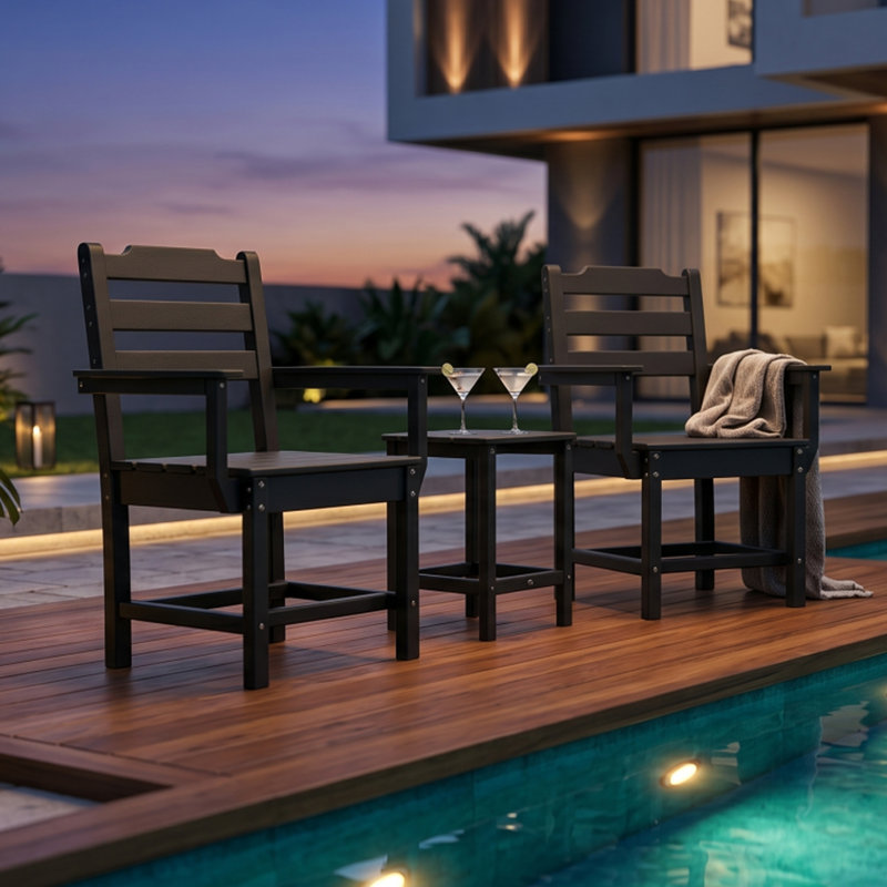Chaise d'extérieur en PEHD Lakeside, Noir