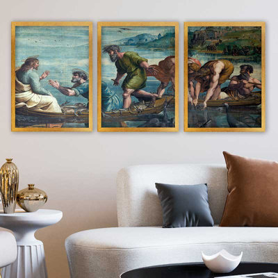 Stunning Decorative Framed Painting Set (3 Pieces), 21.7 x 29.5 Inches Each | 100% Wooden Frame with 0.8 Inch Polystyrene | UV Digital Printing | Perfect for Living Room, Office & Gallery Wall Decor
