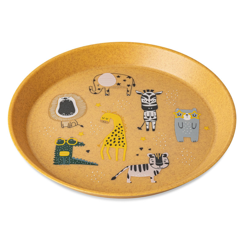 Koziol Connect Plate Zoo dinner plate, plastic and wood mix, nature wood, 20.5cm