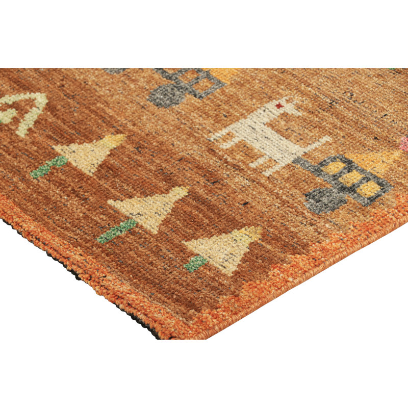 Burano Handmade Kilim Wool Geometric Area Rug, Square 4'