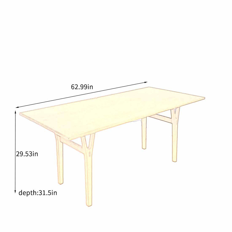 Table de salle à manger en bois massif de style antique, H 29,53 po x L 62,99 po x l 31,5 po