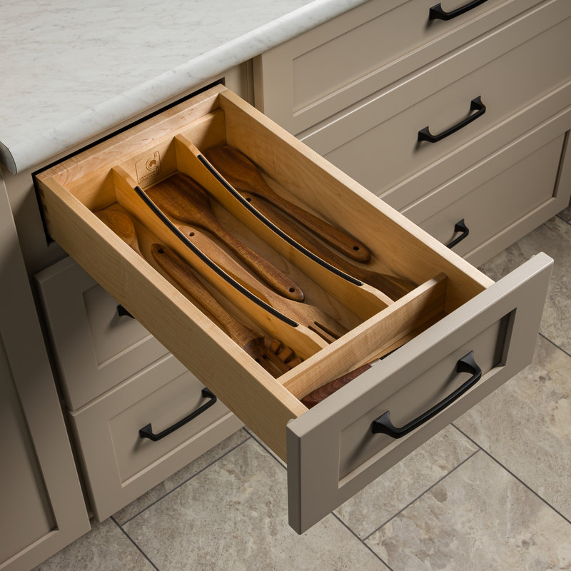 Rev-A-Shelf Utensil Insert, Black Accents, Walnut, 10.24 in., 4WUTCC-WN-15MB-1, Walnut
