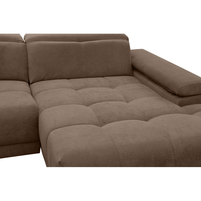 Jafiya 4 Seater Velvet Sofa Bed, Right Hand Facing, Brown