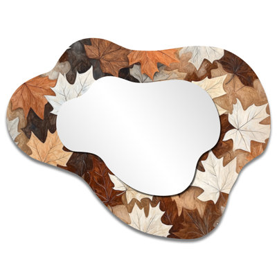 Botanical Decorative Wall Mirror – Fallen Leaves in Canada I, Metal Print