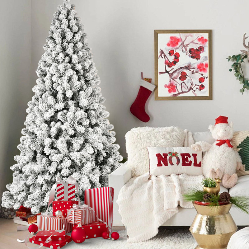 Arbre de Noël artificiel blanc avec support pliable, H 6 pi