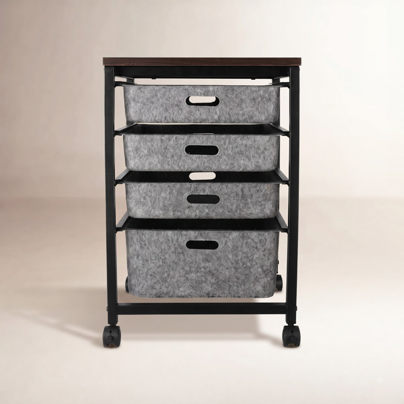 Kinnie 4 Drawer Storage Drawer with Locking Wheels