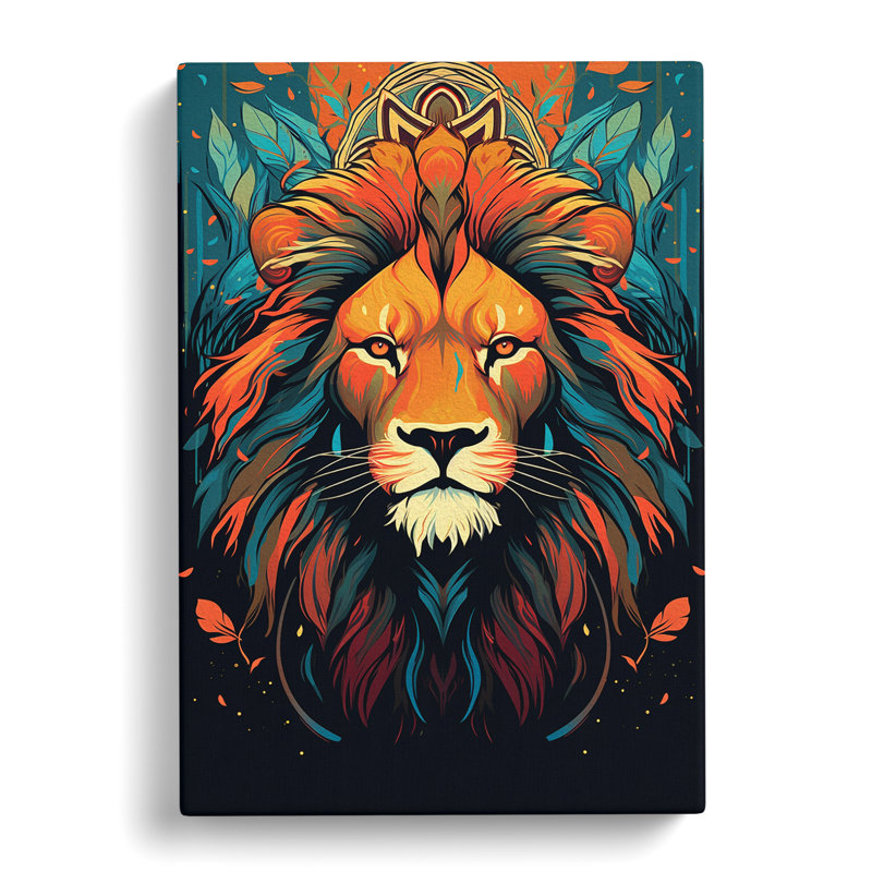 Lion Art Deco Art - Wrapped Canvas, 60cm H x 40cm W x 3cm D