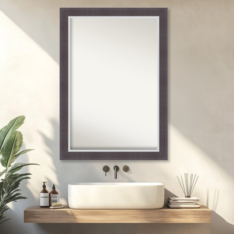 Miroir de salle de bain mural Ellie, 29,5 po x 41,5 po, Brun ; Argenté