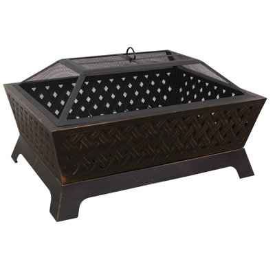 Holeman Rectangle Steel Wood Burning Smokeless Fire Pit with Lid