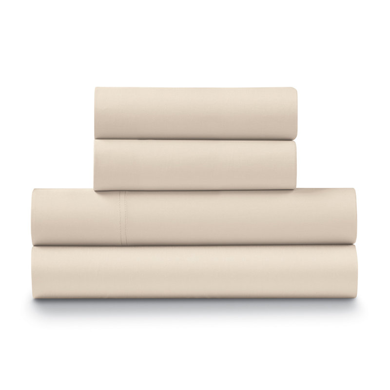  100% Cotton Percale Crisp and Cool Sheet Set (4 PC.), King, Sand