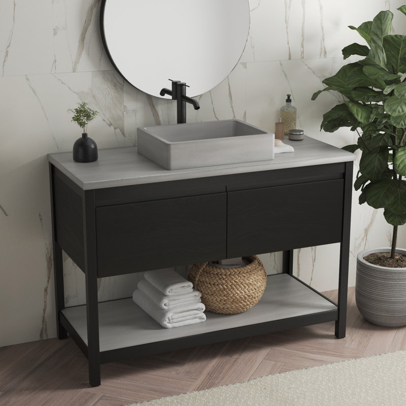 Solace 48" Single Bathroom Vanity Base Only, Midnight Oak/Ash