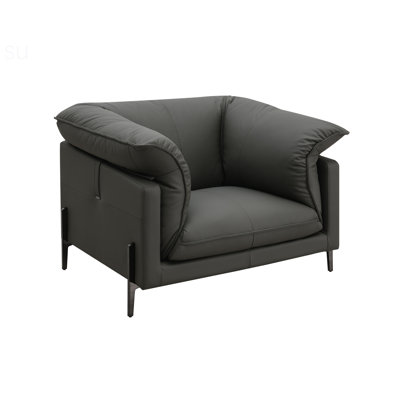 Chaise en cuir fleur Tadi avec mousse à mémoire de forme et coussins en duvet de plumes pour un confort et une durabilité ultimes