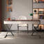 Bureau rectangulaire en bois manufacturé massif + acier inoxydable avec 2 tiroirs-109026496