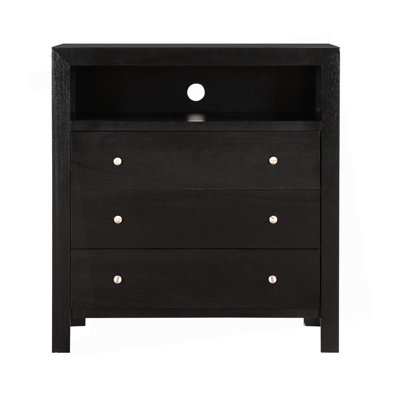 Meuble télé média, commode 3 tiroirs noir