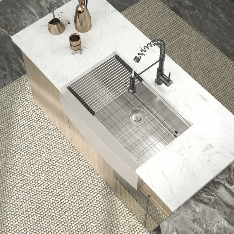 Single Bowl Stainless Steel Kitchen Sink, Brushed Nickel