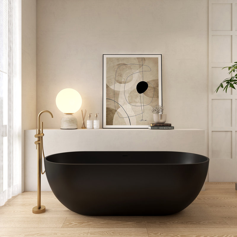 Baignoire autoportante 68,9 po, Noir mat