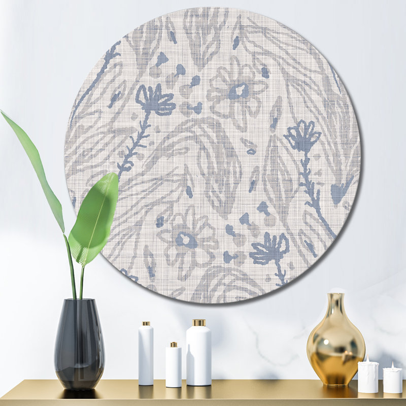 Art mural rétro à motif de fleurs de campagne bleues rétro, H 23 po x l 23 po x P 1 po