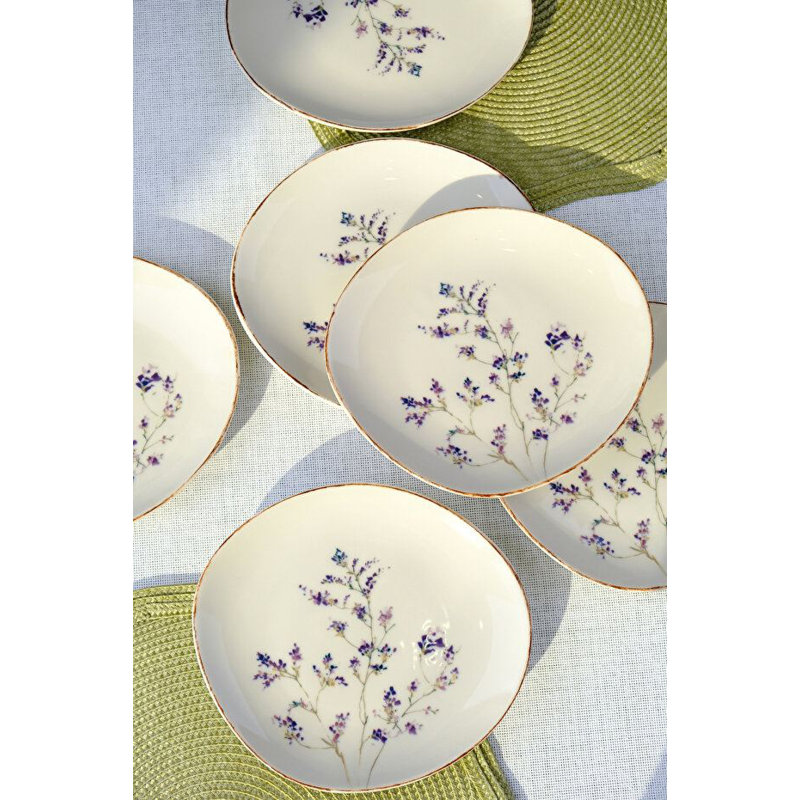 Elegant Dessert Plate Set (6 Pieces), 100% Porcelain, 7.5 x 8.3 x 0.8 inches | Dishwasher & Microwave Safe | Perfect for Serving Desserts, Appetizers & Snacks | Stylish Design for Any Occasion