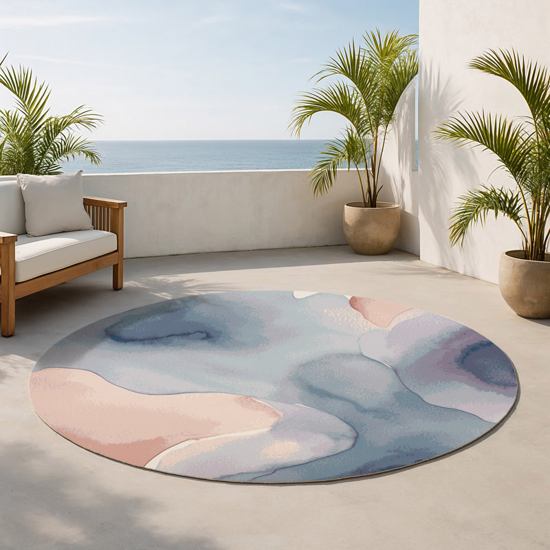 Tapis intérieur et extérieur Opal Waves, Rond 5 pi