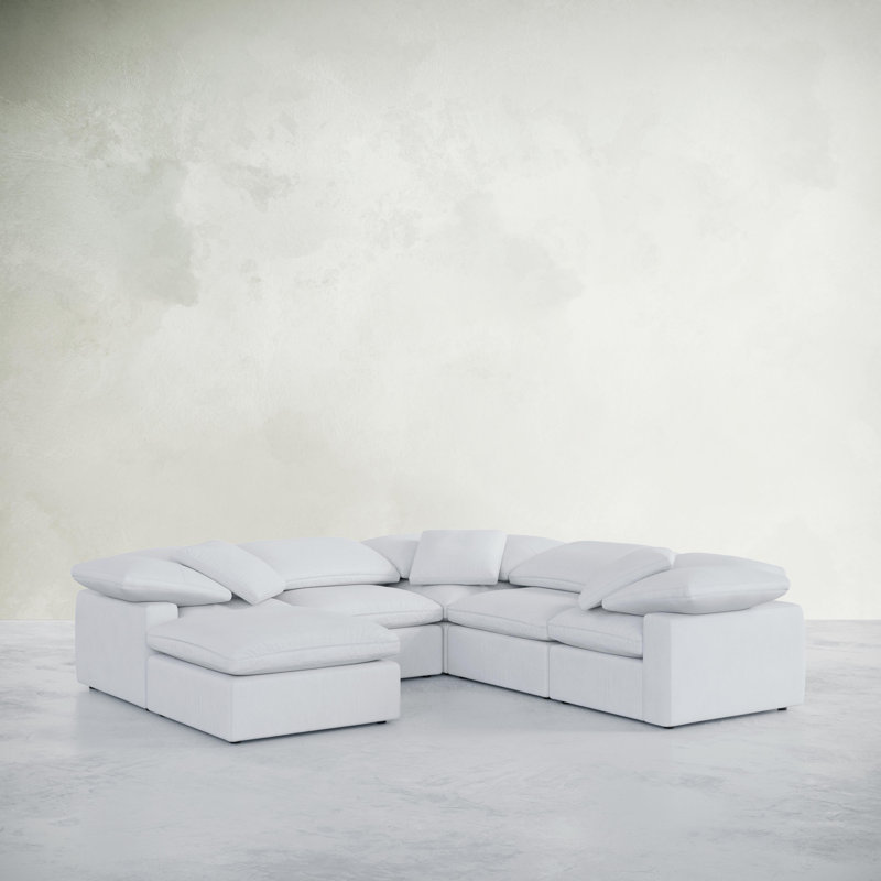 Soho Upholstered Sectional Right Hand Facing, White 98% Polyester 2% Nylon