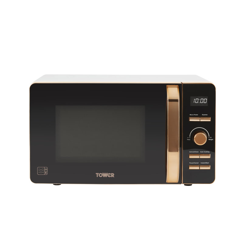 Tower Digital Microwave with 60-Minute Timer and 8 Autocook Settings, 20L, 800W, White/Black