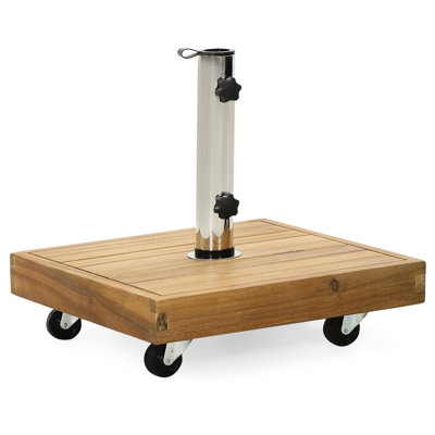 40 Lb Heavy-Duty Umbrella Base - Wood & Stainless Steel Lbs With Finish 17.02" Height