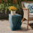 Tabouret de jardin en céramique avec texture ondulée - table d'appoint verte de 19 po pour une utilisation intérieure ou extérieure