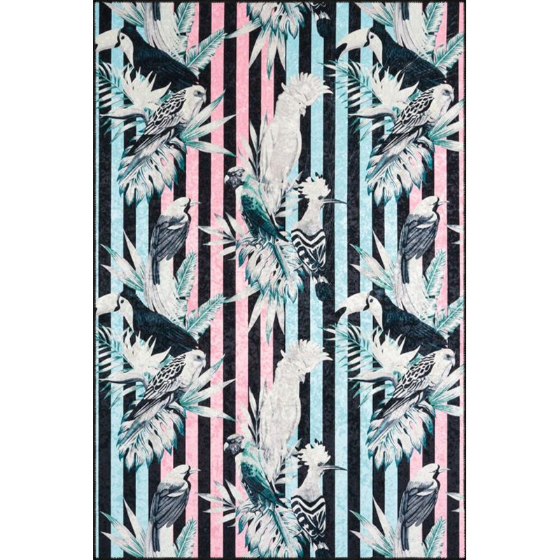 Tapis tissé à motif géométrique lavable à rayures multicolores, Sous-tapis rectangulaire de 3 pi 3 po x 4 pi 11 po