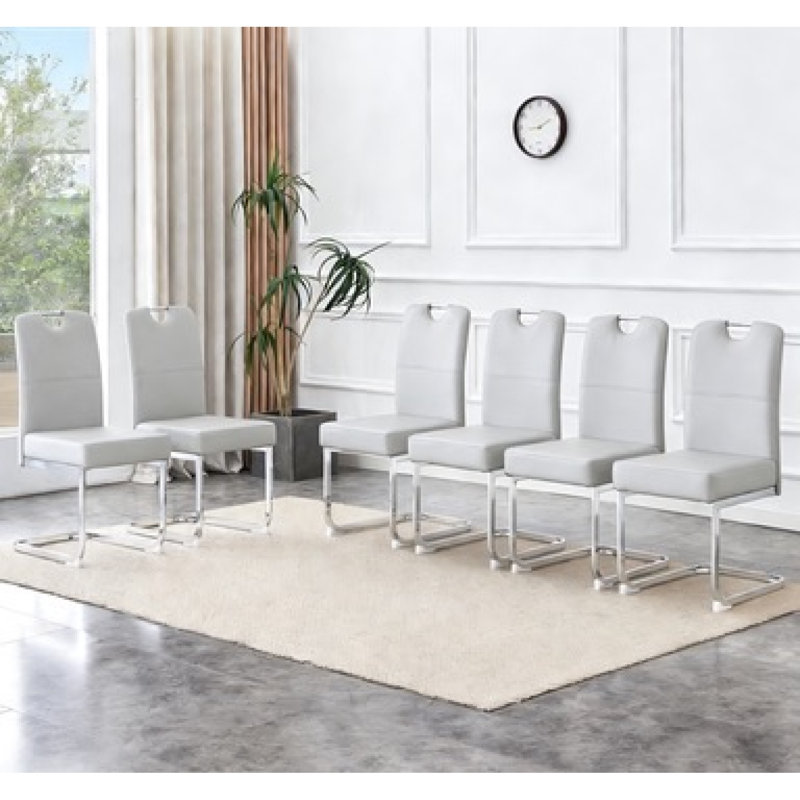 Ensemble de chaises de salle à manger ergonomiques, gris pu, style moderne, maison et bureau