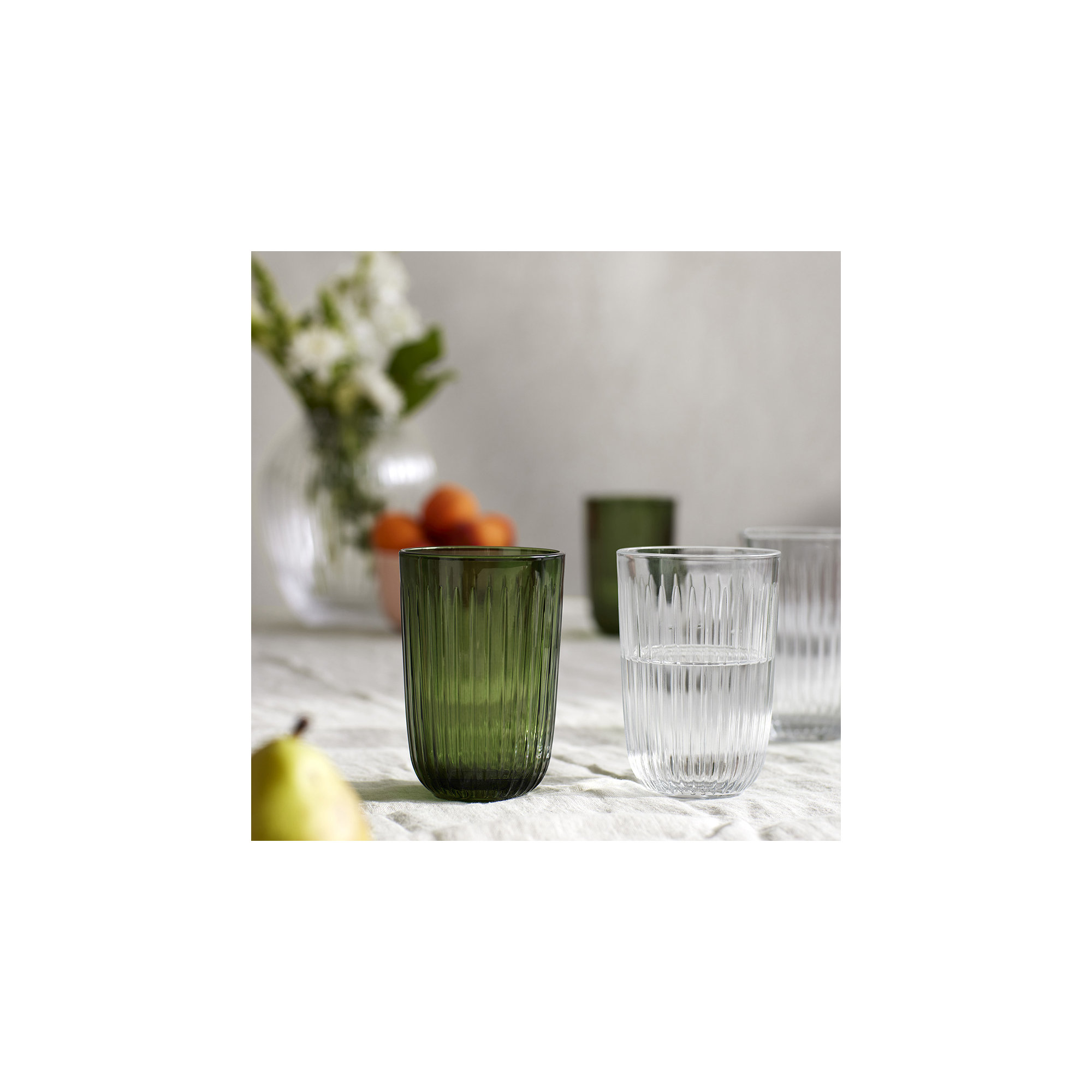 Hammershoi Tumbler, Clear, 11.2 Oz, 4 Pcs, Green