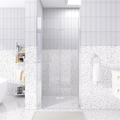 36 "X 72" Bifold Shower Door | 1/4 Inch Tempered Glass With Explosion-Proof Film | Chrome | Aluminum Frame