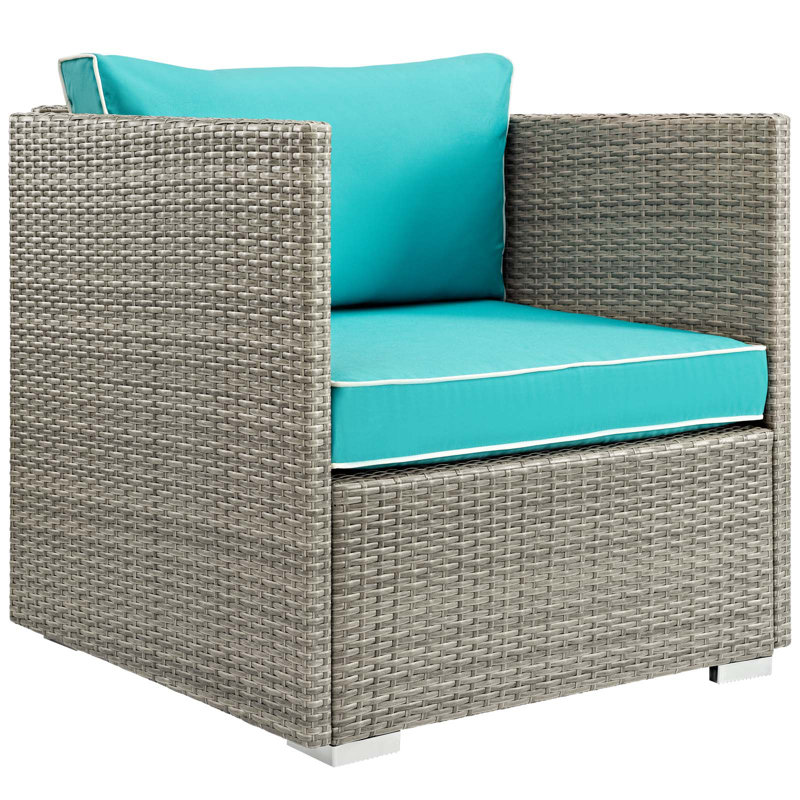 Fauteuil d'extérieur en tissu Bocabec par Havenside Home par Modway, Sunbrella® turquoise