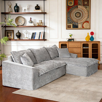 103" Cloud Reversible Sectional Sofa Couch.Upholstery Modular Segment Sofa