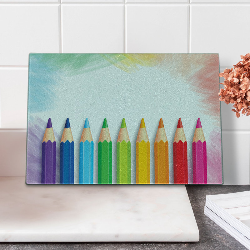 Multicolore Planche à découper en verre trempé Ambesonne Science