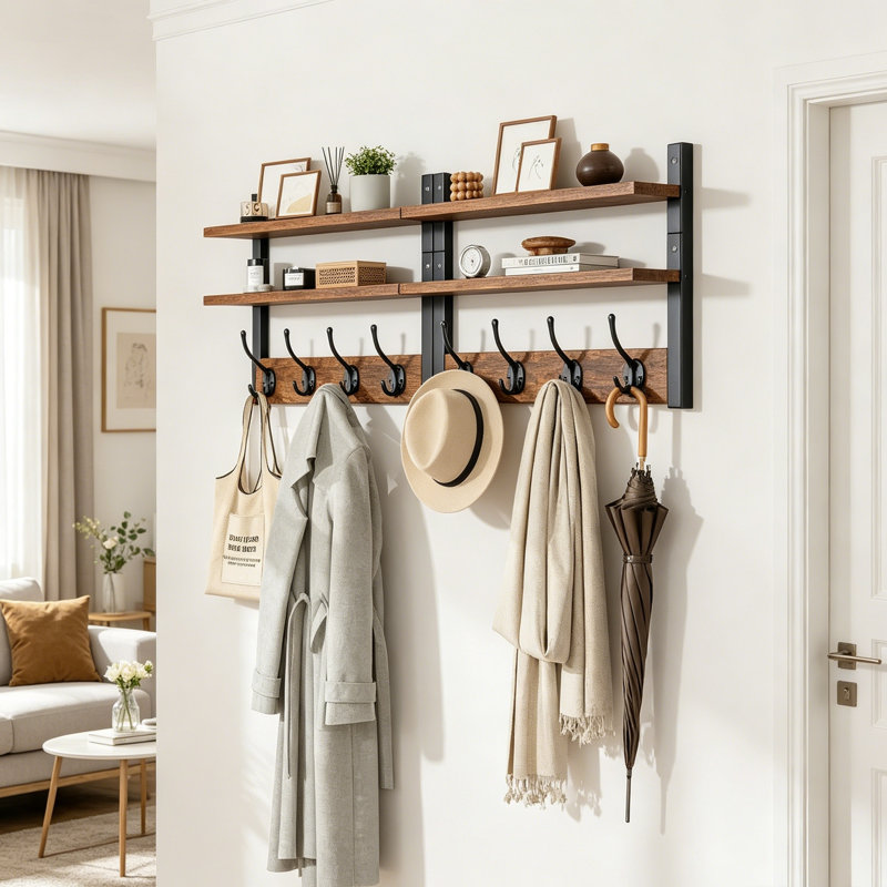 Solid Wood 8 - Hook Coat Rack