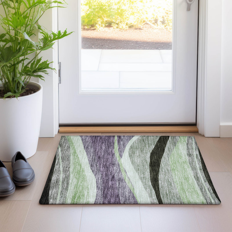 Tapis mauve intérieur / extérieur lavable à la machine ACN1098, Rectangle 1 pi 8 po x 2 pi 6 po