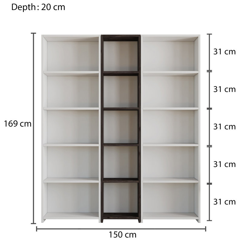 Bibliothèque Bulluck H 66,54 "x l 59,06", Blanc / noir
