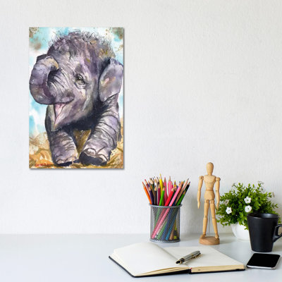 Happy Elephant by George Dyachenko - Wrapped Canvas Print