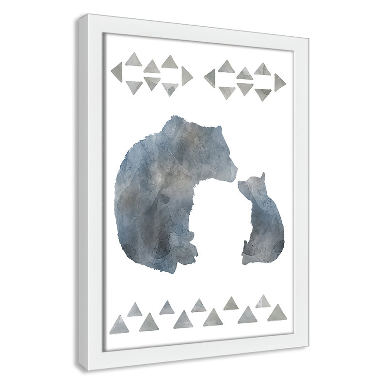 «Little Man Cave Bears», art encadré, H 14 po x l 10 po x P 1,18 po, Cadre blanc
