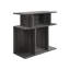 Table d'appoint de salon moderne avec 6 tablettes ouvertes en stratifié gris pour la présentation de la papeterie